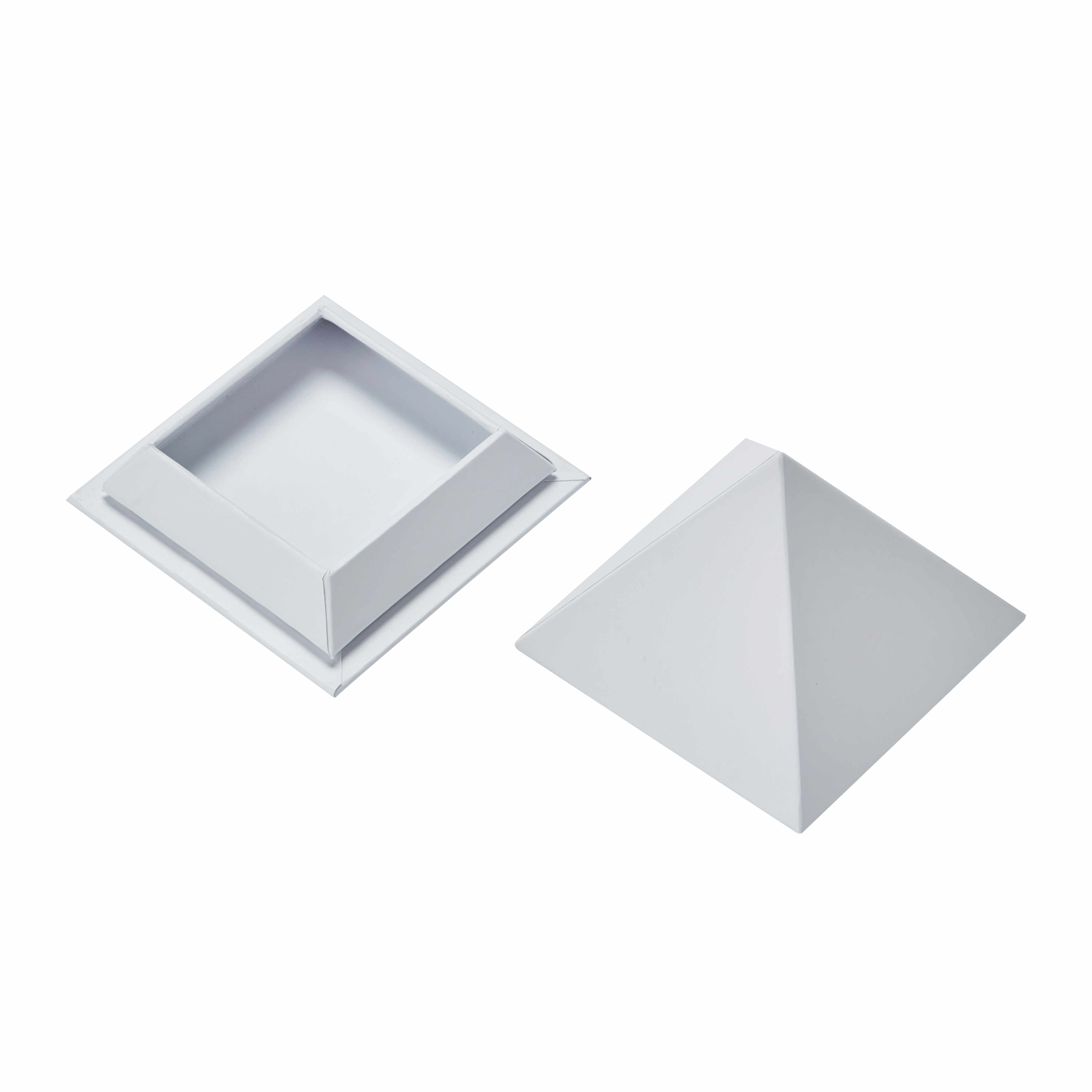 White Triangular Pyramid Rigid Lid and Base Box | Unique Custom-Shaped Luxury Packaging