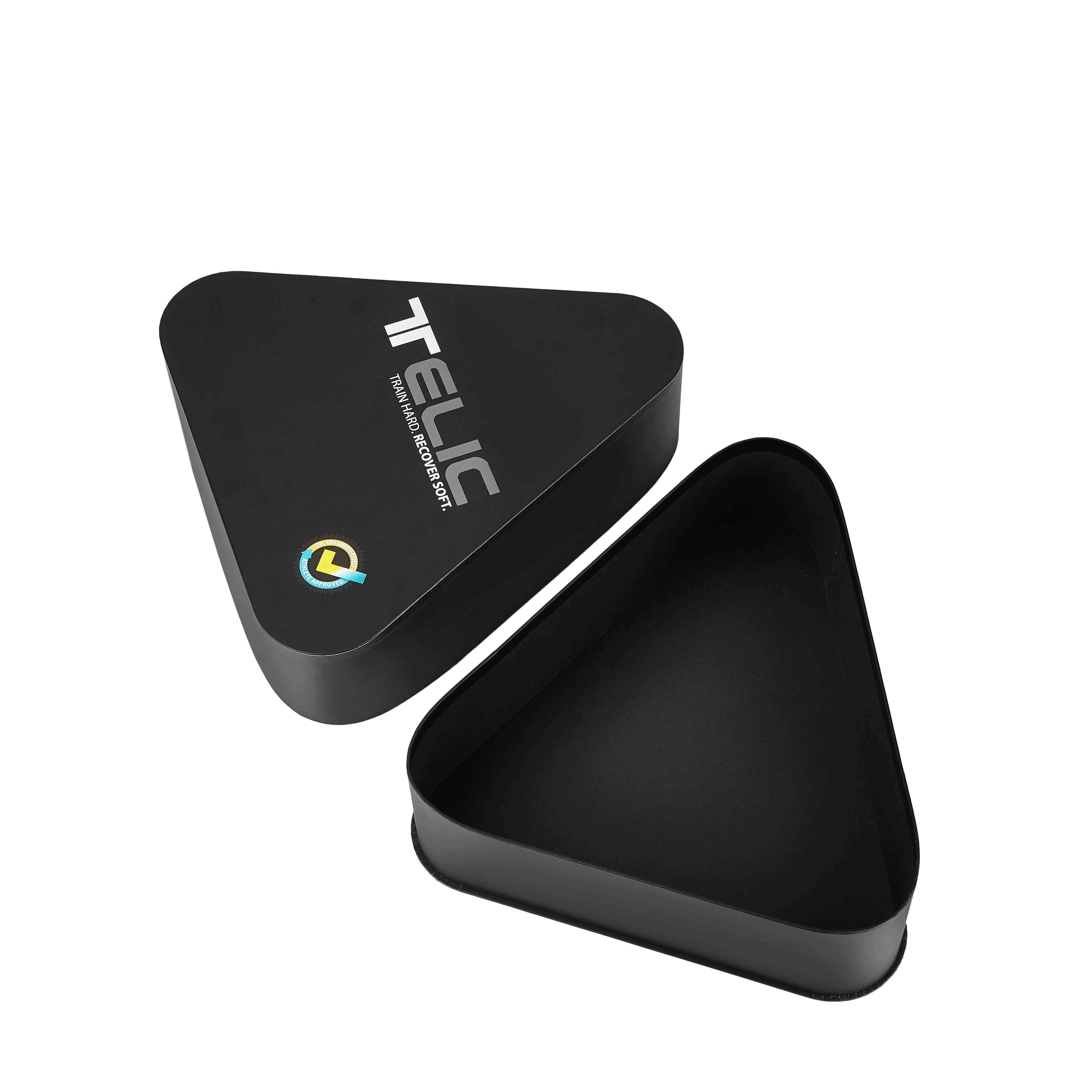 Black Triangle Rigid Lid and Base Box with Rounded Corners | Custom Luxury Packaging with Logo Printing