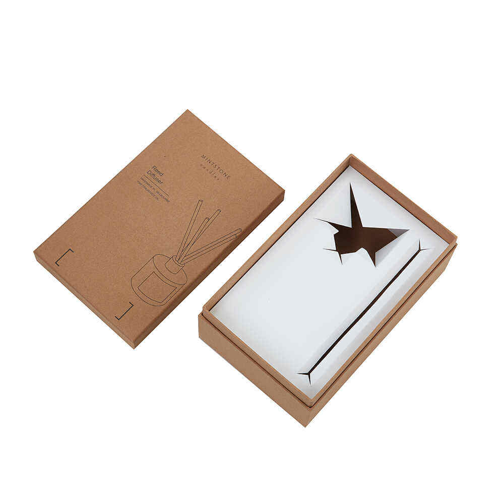 Caixa Rígida de Papel Kraft Vintage com Tampa e Base para Velas Aromáticas e Aromaterapia