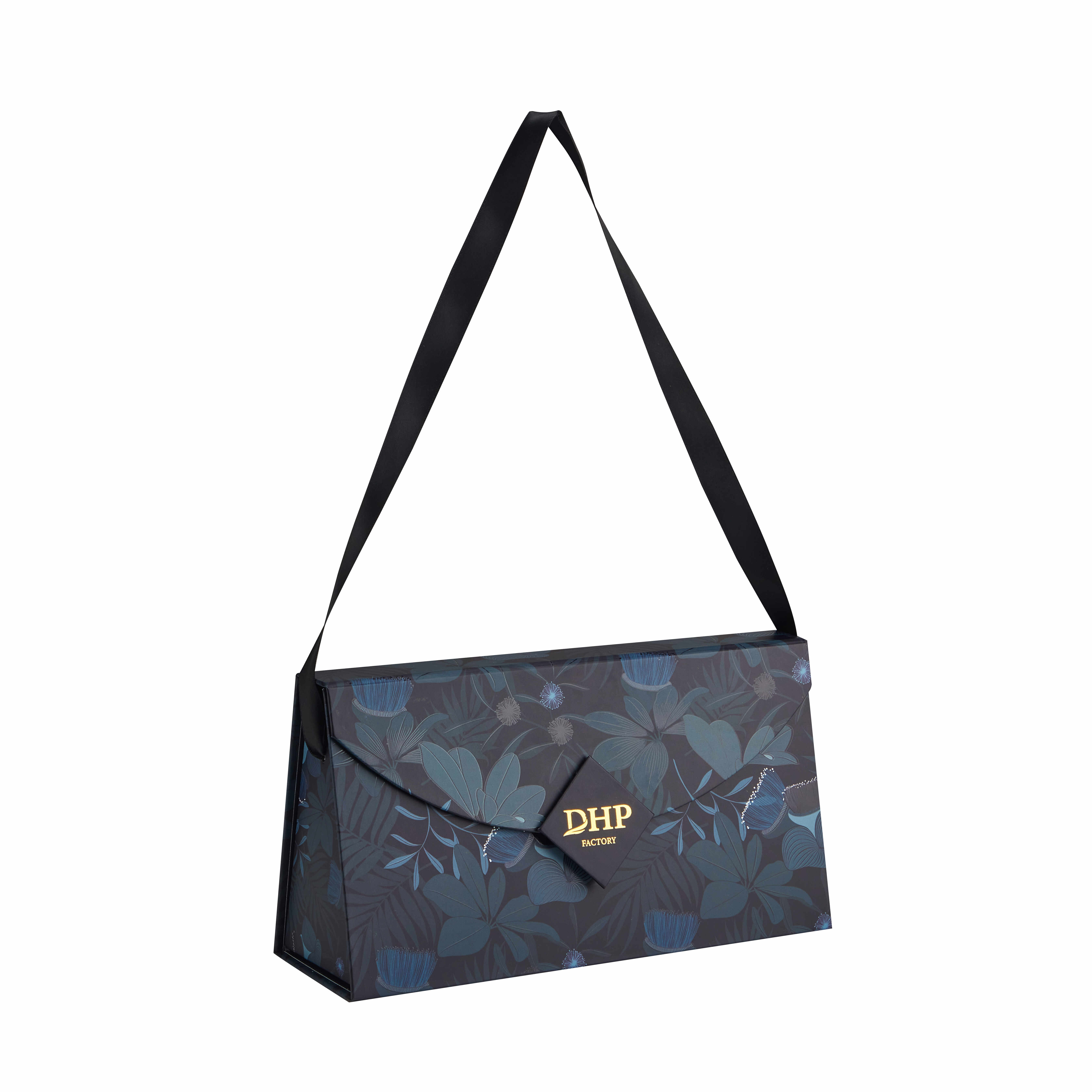 Creative Custom Foldable Magnetic Handbag Style Gift Box with Shoulder Strap