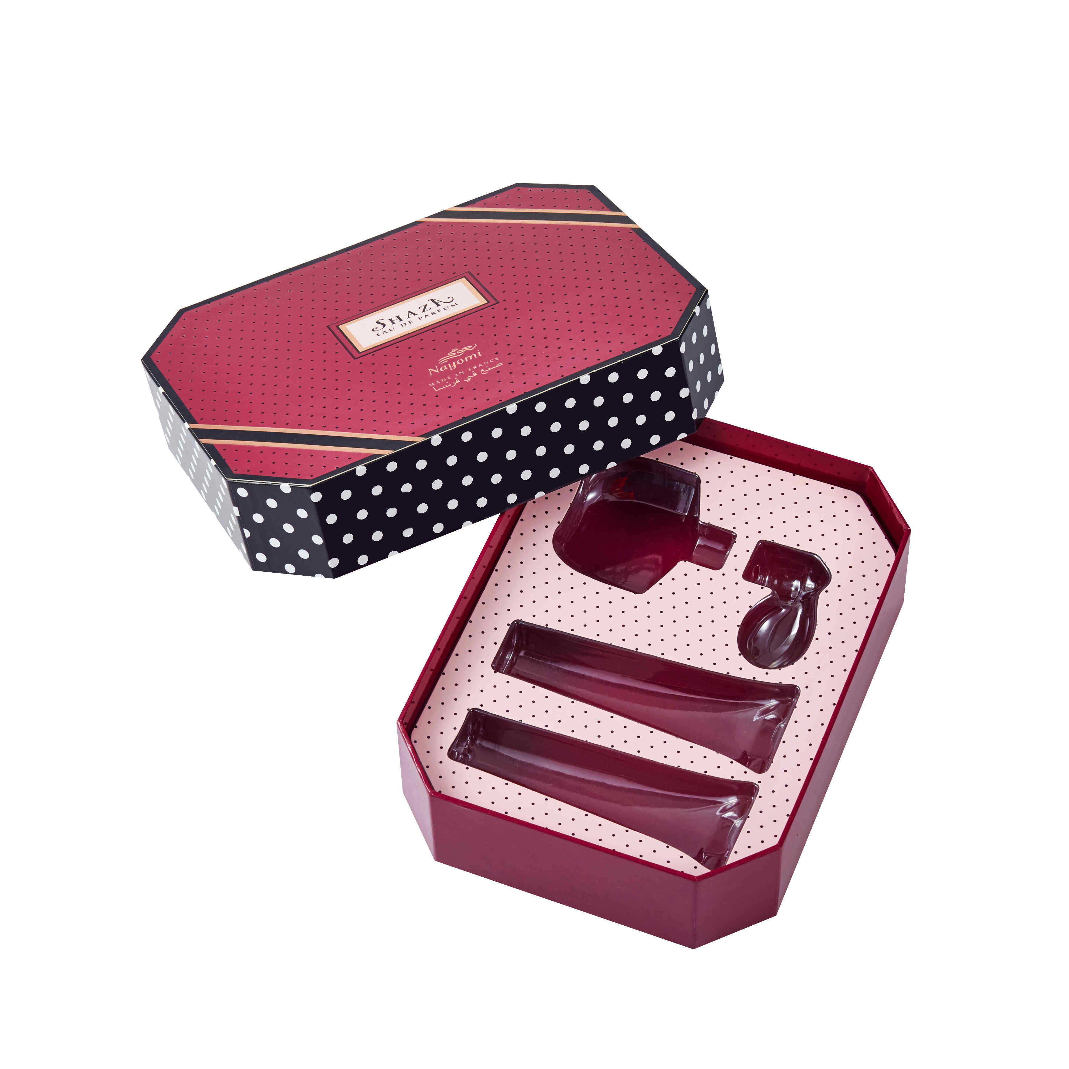 Polygonal Rigid Lid and Base Skincare Box with Wrapped Blister Insert | Luxury Cosmetic Packaging