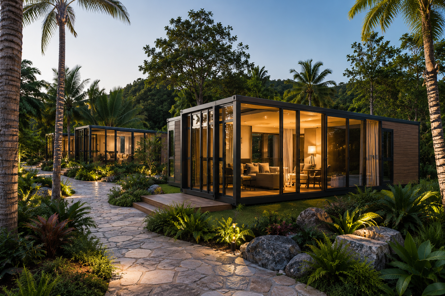 40ft Sloped-Roof Double-Wing Expandable Container House | Prefab Luxury Resort Suite