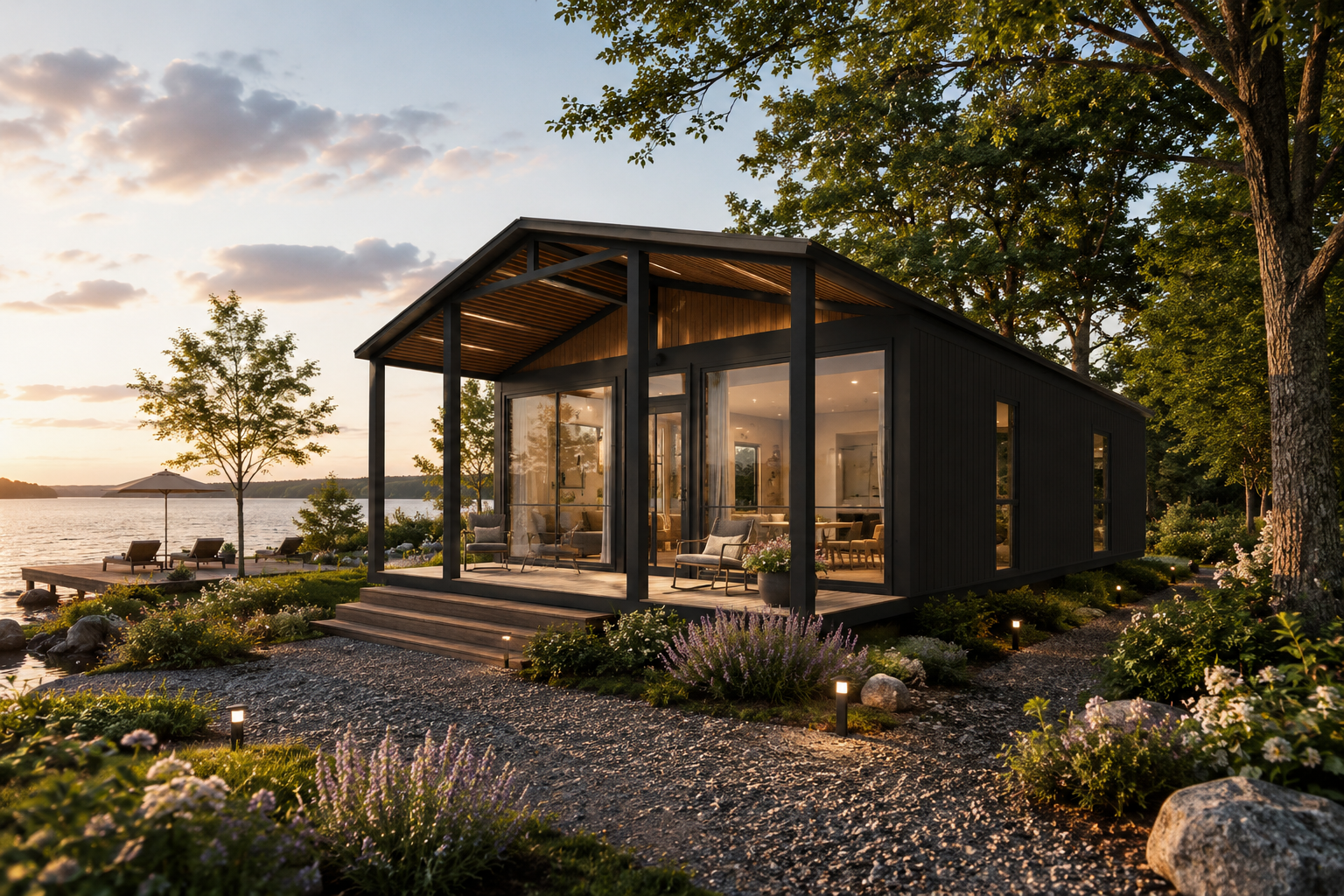 40-Foot Flat-Top Double-Wing Expandable Container House | Prefab Luxury Vacation Cabin