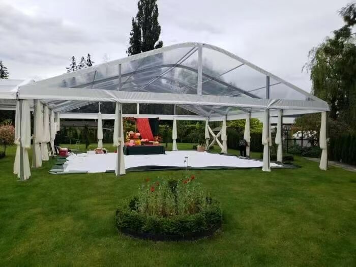 Durable and Accommodates up to 110 Guests White with Transparent Panels Waterproof Ideal for Weddings and Events