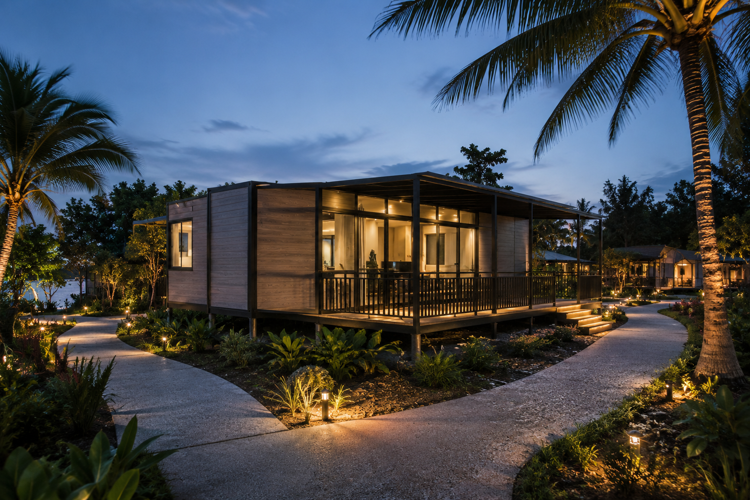 30-Foot Sloped-Roof Double-Wing Expandable House  Prefab Luxury Resort Villa