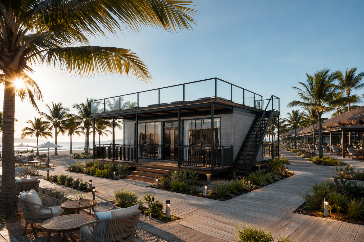 30-Foot Flat-Roof Double-Wing Expandable House | Prefab Luxury Resort Villa