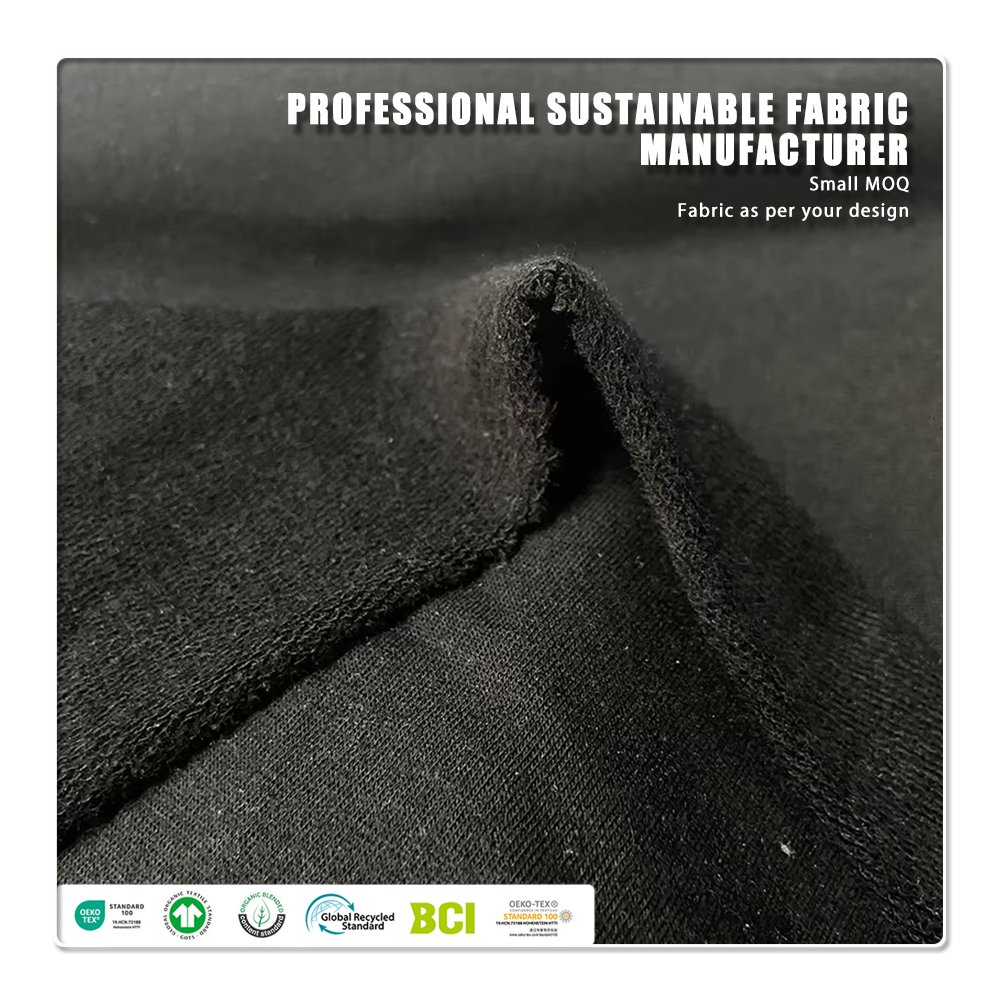 69% Lyocel 23% Chitin 8% Spandex Knitted French Terry Fabric Eco-Friendly Moisture-Absorbent Stretch Medium Weight for Hoodie