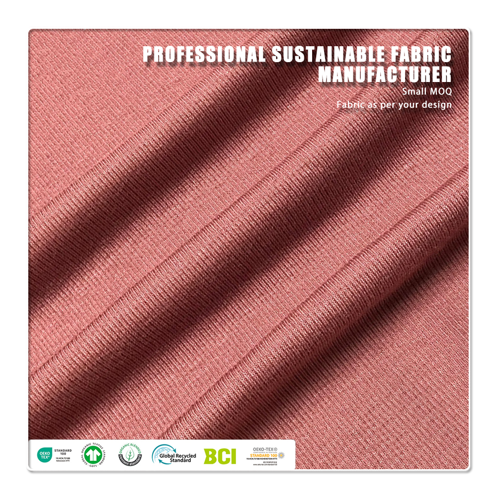 OEKO-TEX Certified 100% Bamboo Organic Cotton Spandex 220 GSM 2x2 Rib Fabric Anti-Bacteria Moisture-Absorbent Stretch Features