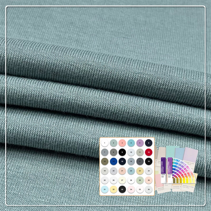 Fordeler for huden 71% bambuslyocell 24% kitosan 5% spandex 1x1 ribbestoff til loungewear