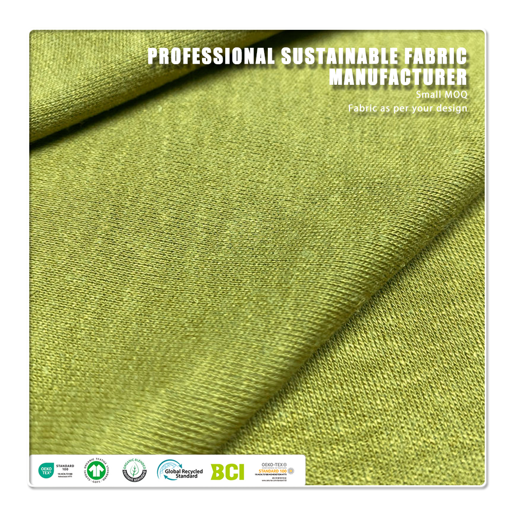 Bio-zertifizierter, nachhaltiger Interlock-Jersey aus 100 % Hanf, atmungsaktiv, mittelschwer, 240 g/m², einfarbig gefärbt