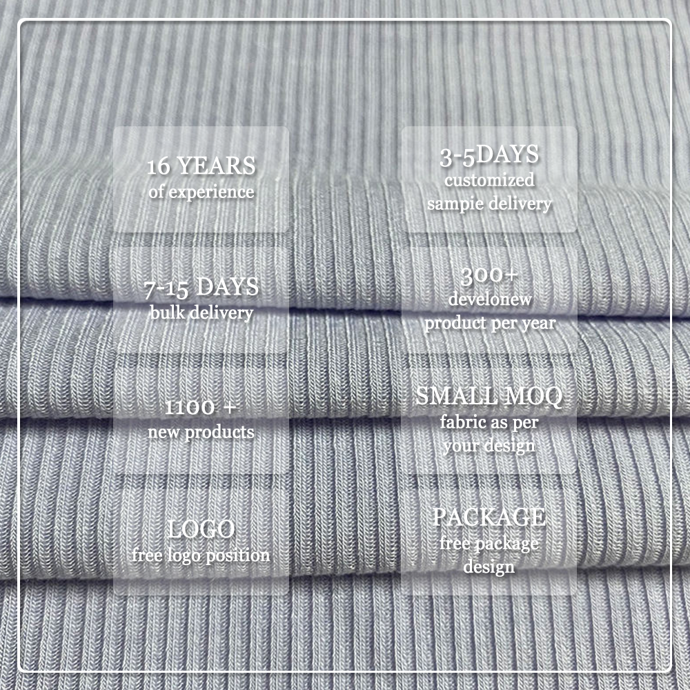 OEM & ODM umweltfreundlich, superweich, 210 g/m², 100 % Polyester, antistatisch, dehnbar, leichtes 2*2 Rippstrickgewebe für Damenkleider