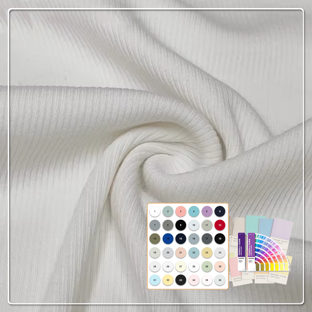 48,25 % modalia, 48,25 % puuvillaa, 3,5 % spandexiä, 2×2-rikkonauhakudottu ympäristöystävällinen kosteudenimevä hengittävä keskipainoinen kangaspohja naisille