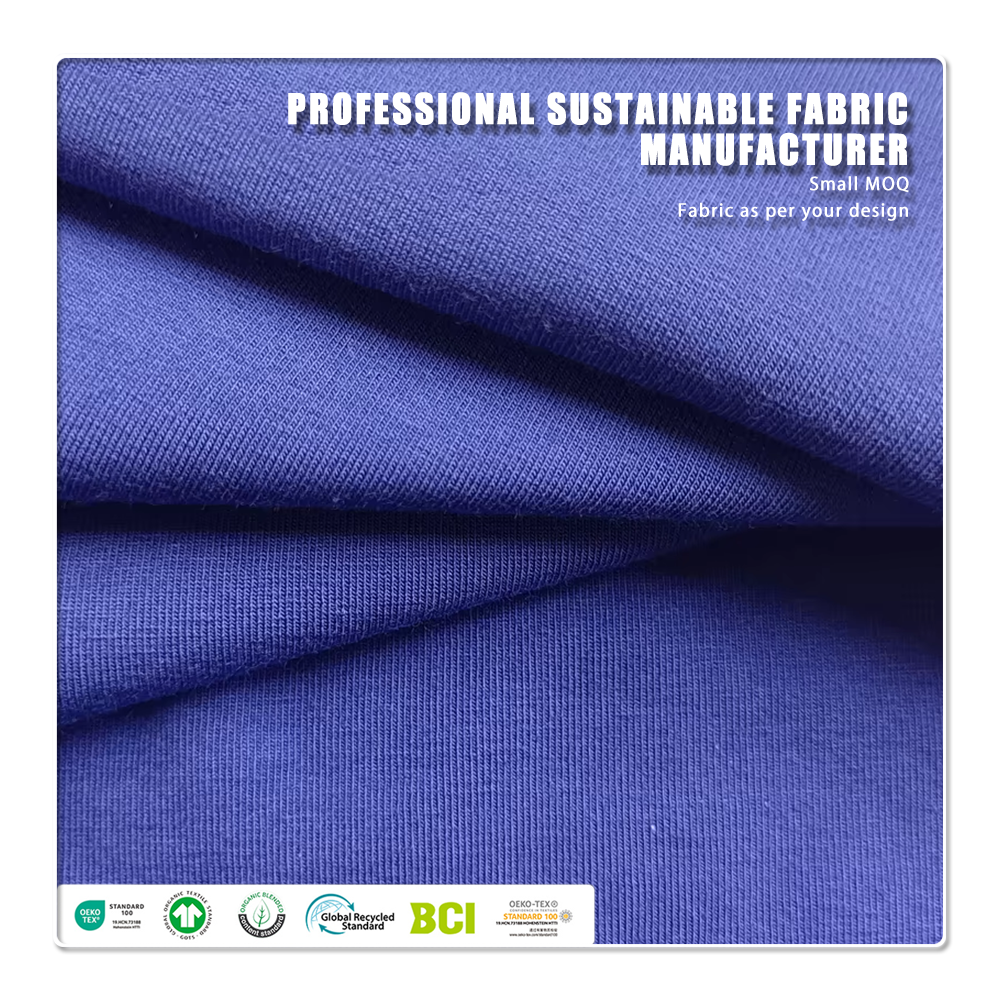 Heat-Insulation Stretch Breathable Anti-Odor Eco-Friendly 90% Cotton 10% Spandex 220gsm Shrink-Resistant Jersey Fabric