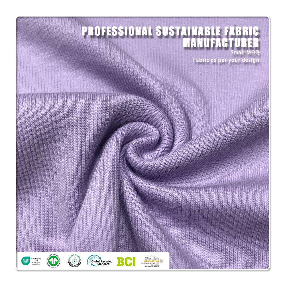 Tissu côtelé en coton peigné 270 g/m² certifié OEKO-TEX – Respirant, antibactérien et anti-odeurs pour les poignets de sweat à capuche