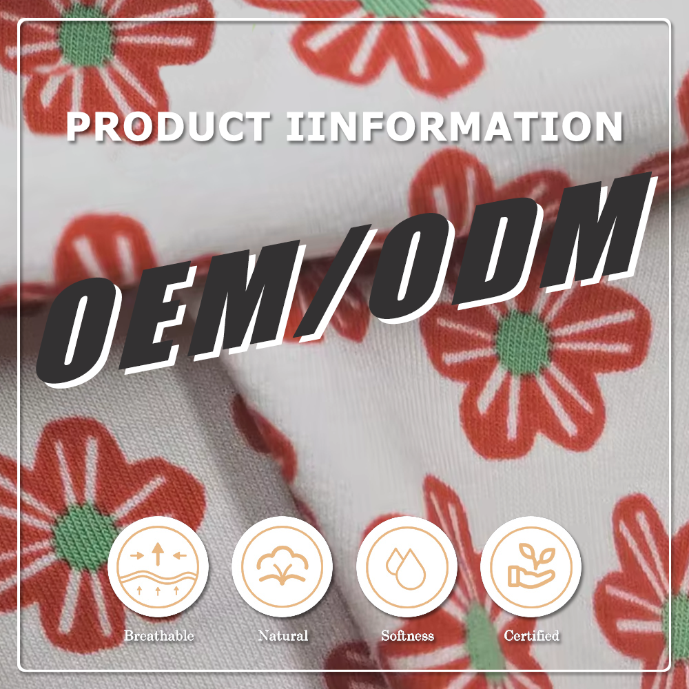 Custom Eco-Friendly Stretch Breathable Heat-Insulation Anti-static Digital Printed Cotton Jersey Fabric for Dresses Baby Kids