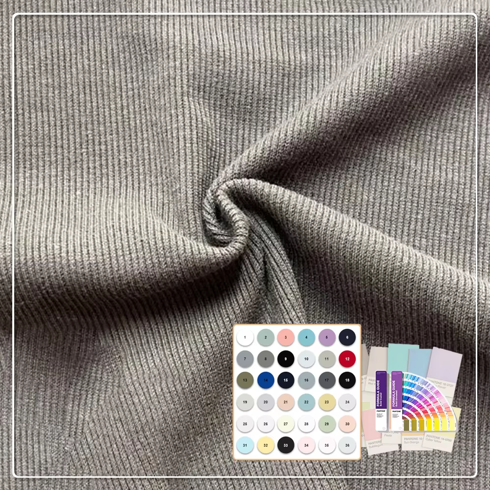 260GSM antibakterieller, umweltfreundlicher Stretch-4x4-Rippenstrickstoff, 68 % Bambus, 27 % Baumwolle, 5 % Spandex, für T-Shirts