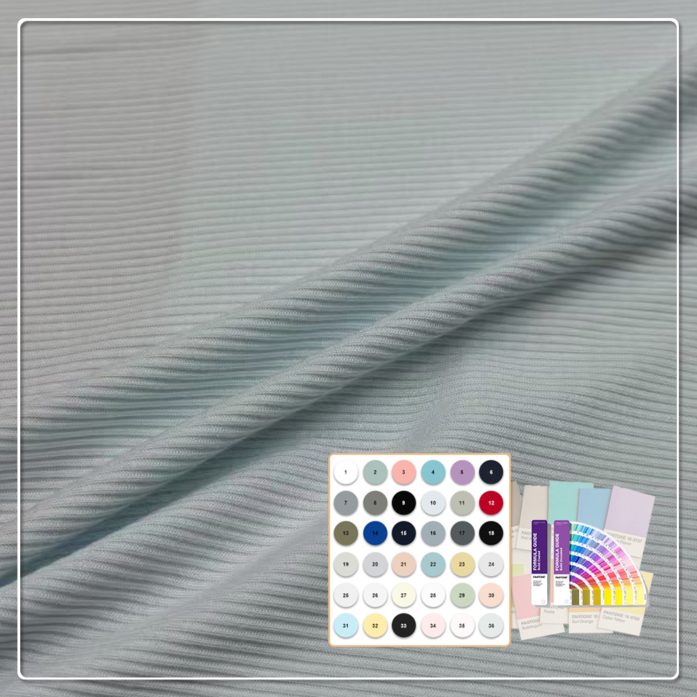 Tecido de ribana 2*2 super macio, 220gsm, composto por 95% Bambu e 5% Elastano, adequado para roupas íntimas de alto desempenho