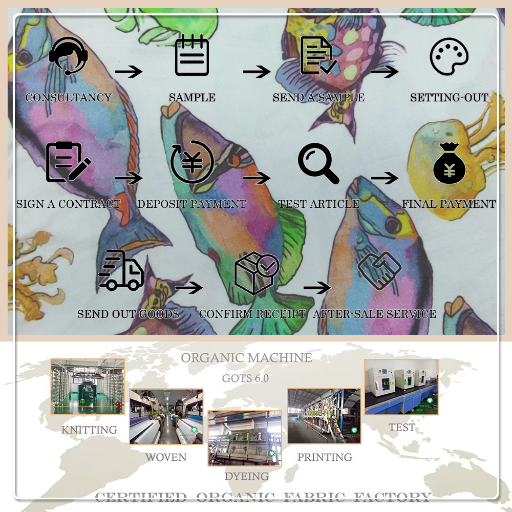 GOTS Certified Anti-UV Eco-Friendly Breathable Printed 95% Organic Cotton 5% Spandex Lightweight Jersey Fabric for Baby Kids