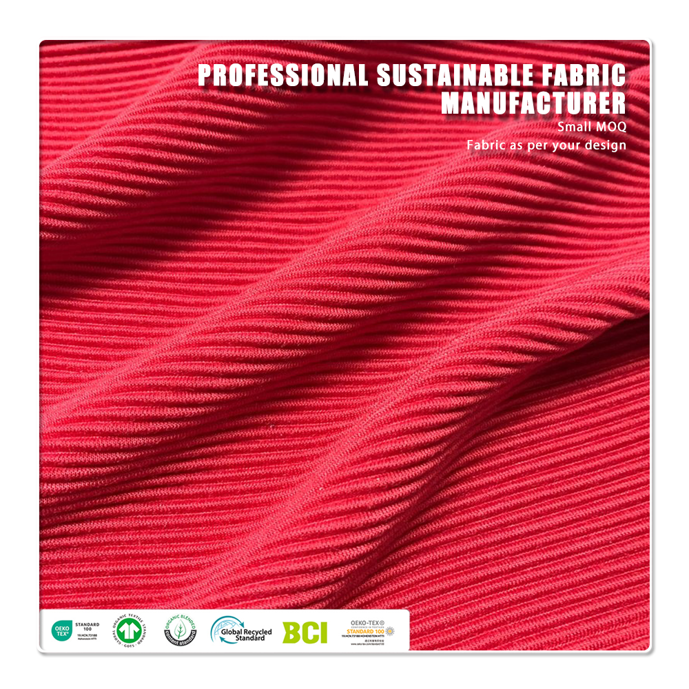 Extra mjuk, miljövänlig 2 × 2 ribbväv – 100 % polyester, antistatisk och elastisk, 210 g/m², för damklänningar (OEM/ODM-stöd ges)
