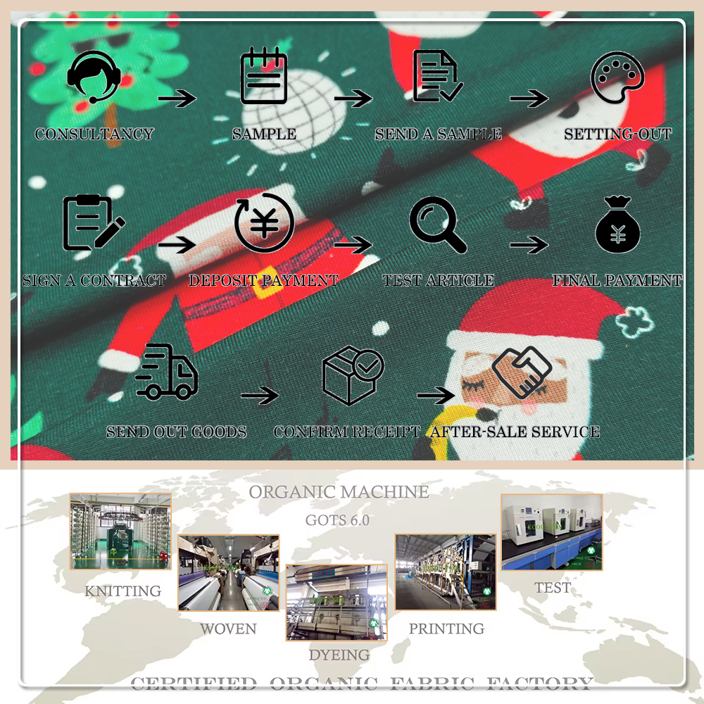 Festlicher, weihnachtlich bedruckter Jersey-Stoff aus Bambus-Spandex (95 % Bambus, 5 % Spandex, 220 g/m², 170 cm Breite) – weich, dehnbar und umweltfreundlich für Kinderpyjamas und Freizeitbekleidung