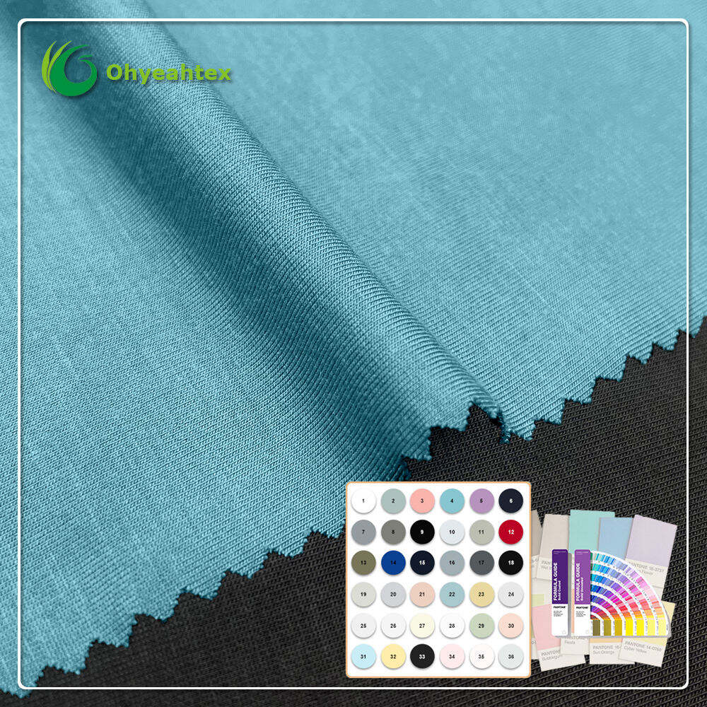 Superweicher, wasserabweisender, UV-schutzverstärkter, gestrickter Dehnstoff aus Bambusbaumwolle mit Elasthan (French Terry) für Sportbekleidung und Hoodies