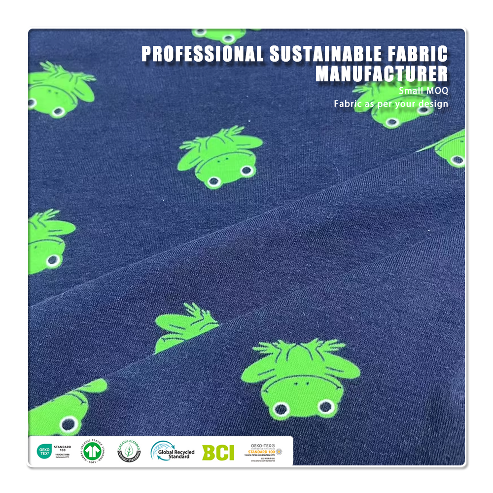 Anti-UV Eco-Friendly Stretch Breathable Anti-Bacteria Printed 190GSM Cotton Spandex Jersey Fabric for Baby & Toddler Apparel