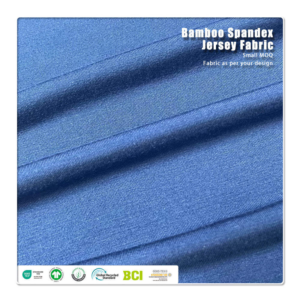 Eco-friendly Super Soft Breathable Stretch 93% Bamboo Lyocell 7% Spandex Plain Dyed Jersey Fabric for T-Shirts