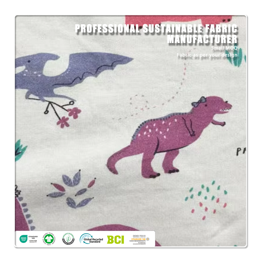 Healthy 100% Organic Cotton Eco-Friendly Breathable Stain Repellent Jersey Fabric for Children's Clothes