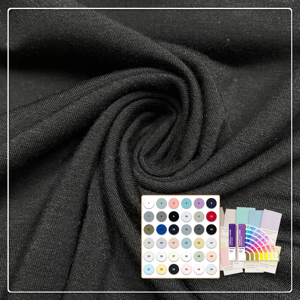 Anti-lukt-, anti-bakteriell, miljövänlig jerseyväv av 100 % bambufiber, snabbtorkande och elastisk för klädesplånsanvändning