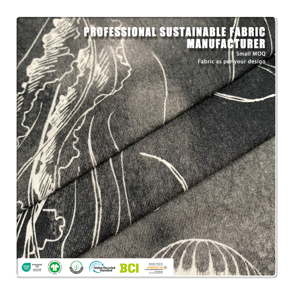 GOTS Certified Organic Eco-Friendly Anti-UV Breathable Printed Enzyme Wash 95% Cotton 5% Spandex Fabric for Baby & Kids Clothing