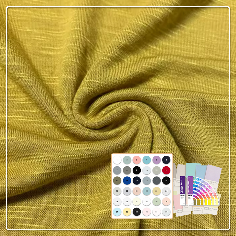 Eco-Friendly Moisture-Absorbent Breathable 95% Viscose 5% Spandex Slub Single Jersey Knitted 220GSM Fabric