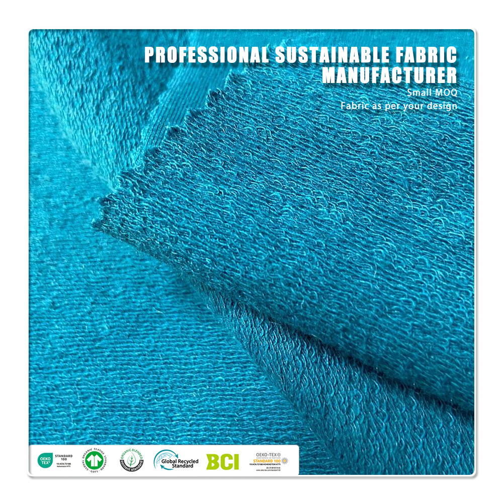 New Material Eco-Friendly Knitted Plain French Terry Hemp Fabric for Hoodies