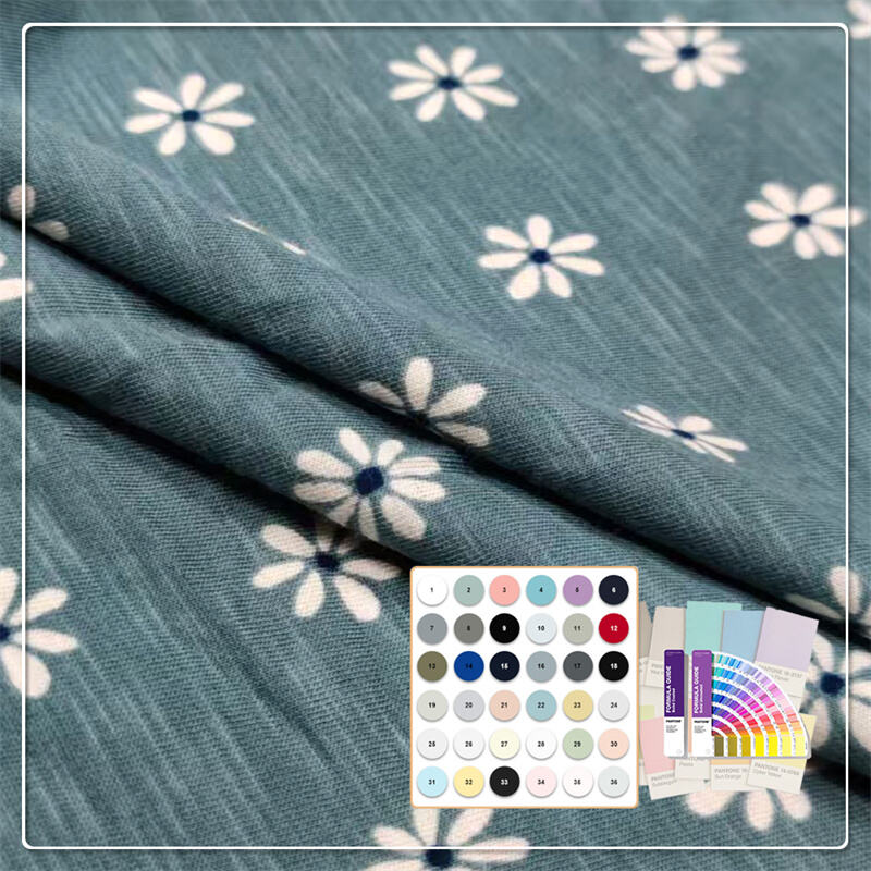 Avancerad 70/30 bambu-cotton jersey med aktiv digital tryckning för känslig klädsel