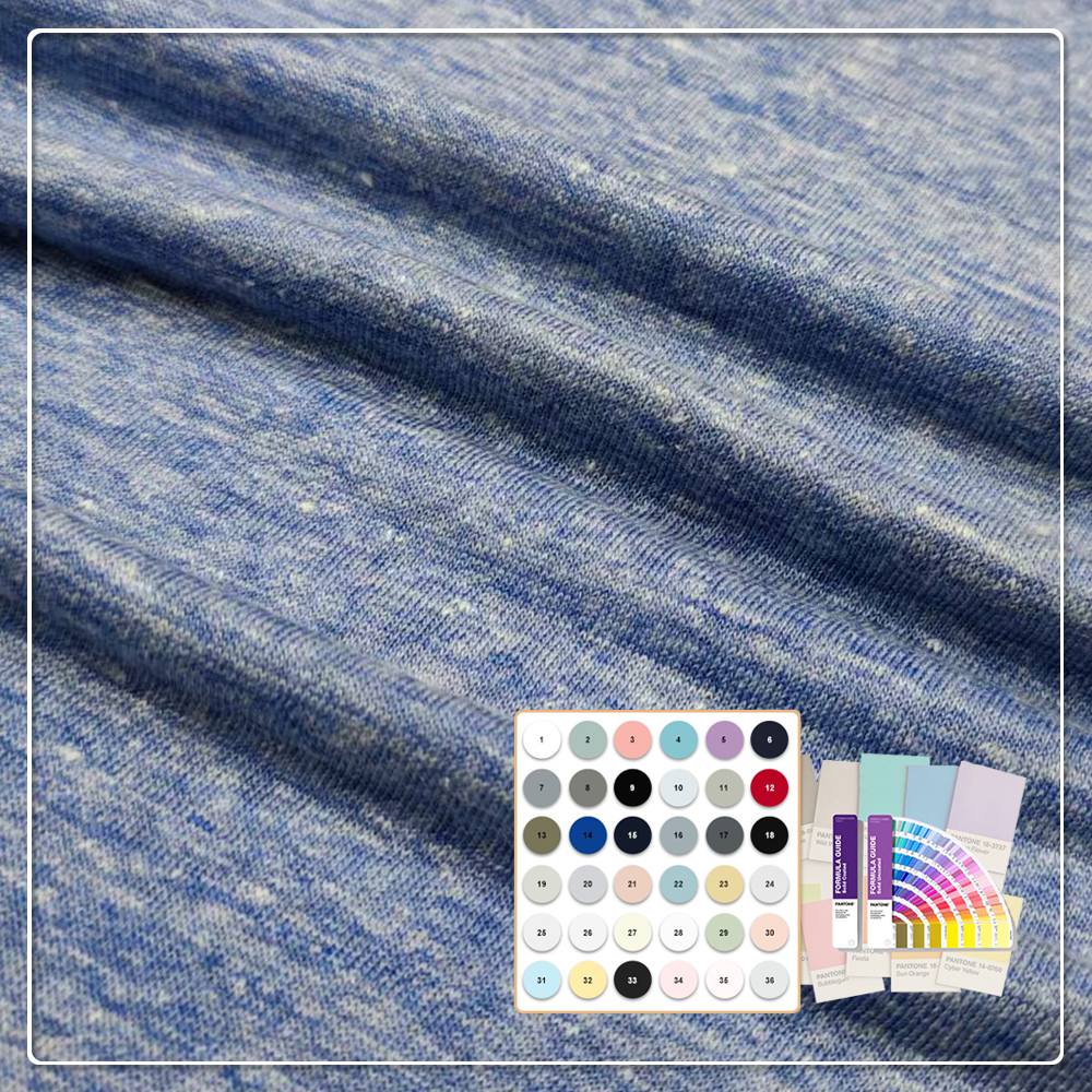 Oddychająca dzianina lniano-poliesterowa slub melange 180 g/m² na codzienne bluzki.