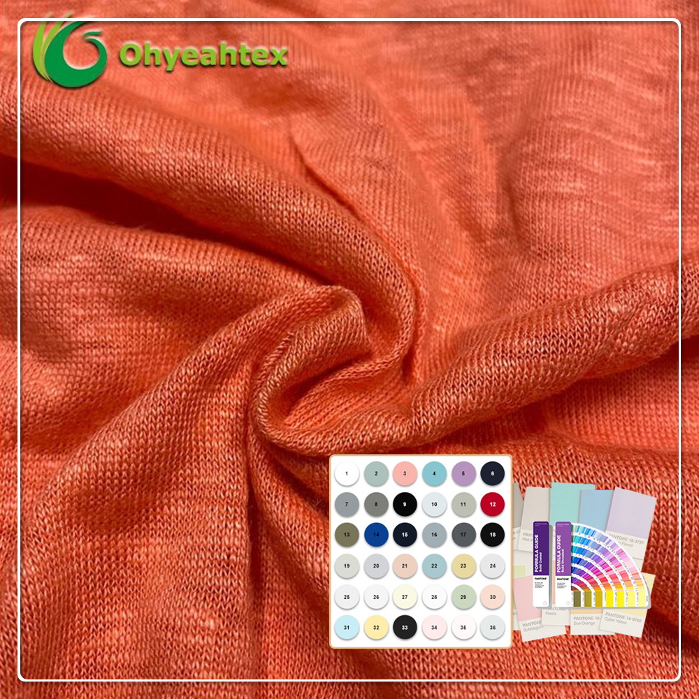 Organic Sustainable Knitted 100% Hemp Jersey Fabric Anti-UV Breathable Lightweight 190gsm 152cm Width for Sofa Covers Apparel