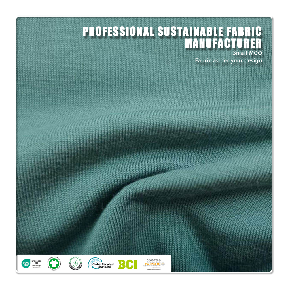 Mint Green 220GSM Bamboo Organic Cotton Spandex Jersey Fabric with Anti-Bacteria & Eco-Friendly Features for Apparel-Sportswear