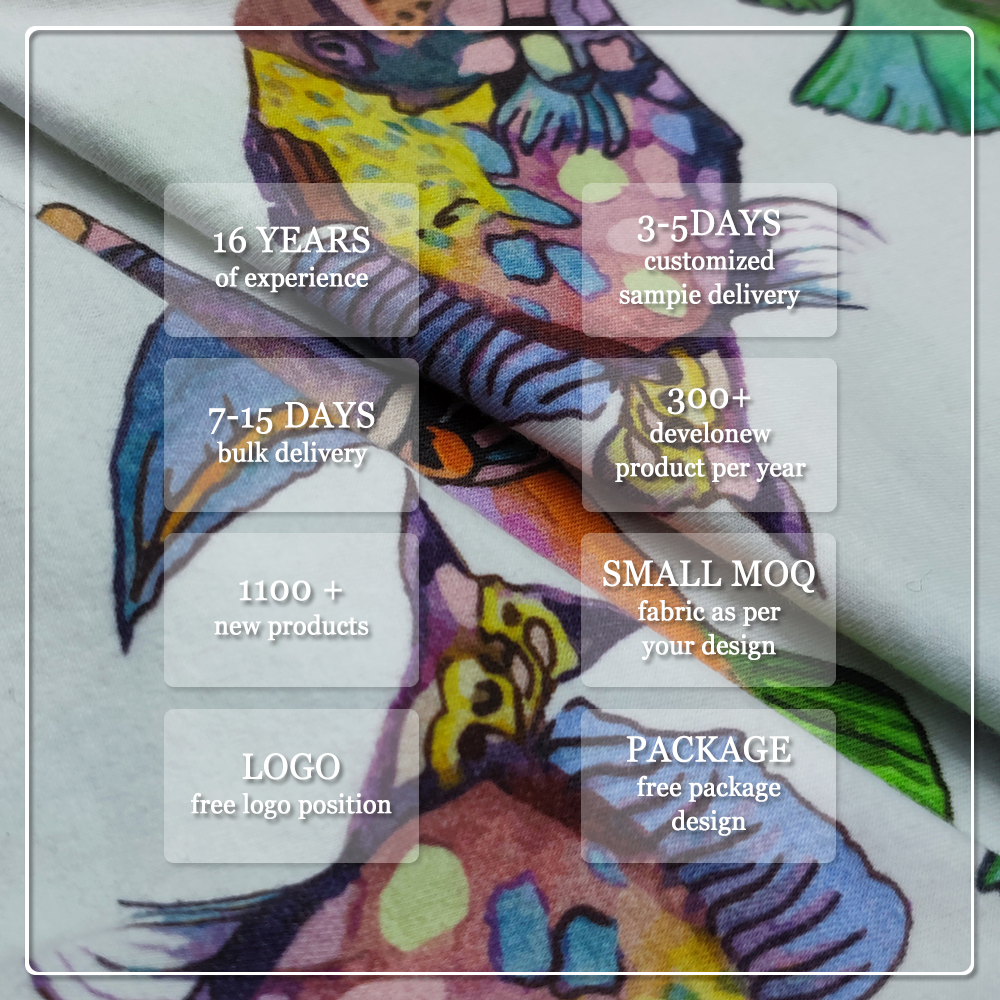 GOTS Certified Anti-UV Eco-Friendly Breathable Printed 95% Organic Cotton 5% Spandex Lightweight Jersey Fabric for Baby Kids