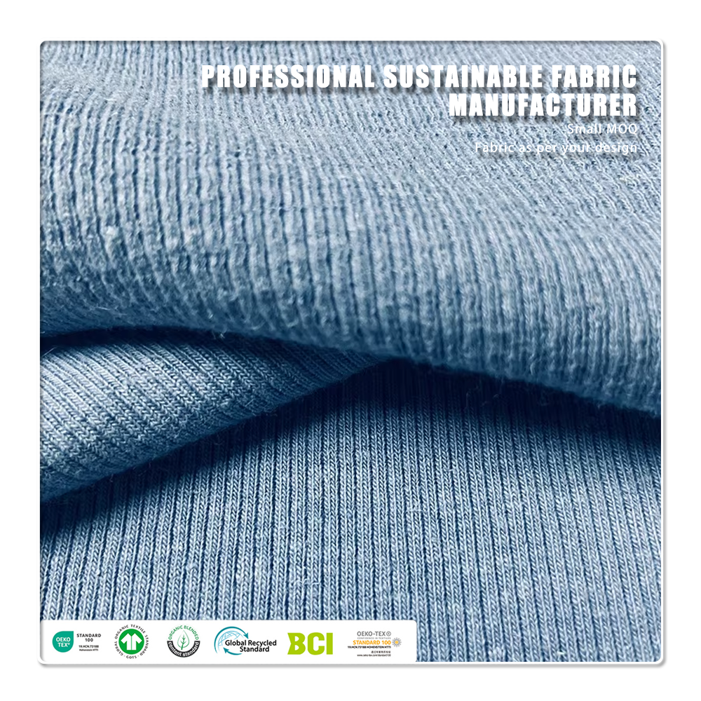 Oeko-Tex Certified Combed Cotton Breathable Anti-Bacteria Anti-Odor Medium Weight Knit Rib Fabric 270gsm for Hoodie Cuffs