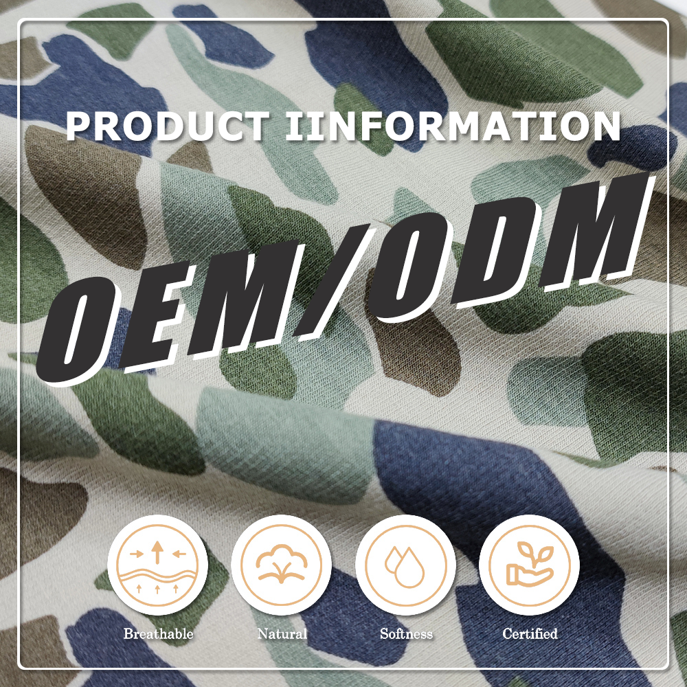 Certyfikowany Oeko fleec z bambusa, poliestru i spandexu 235 g/m² / 165 cm – żywy nadruk reakcyjny do bluz z kapturem