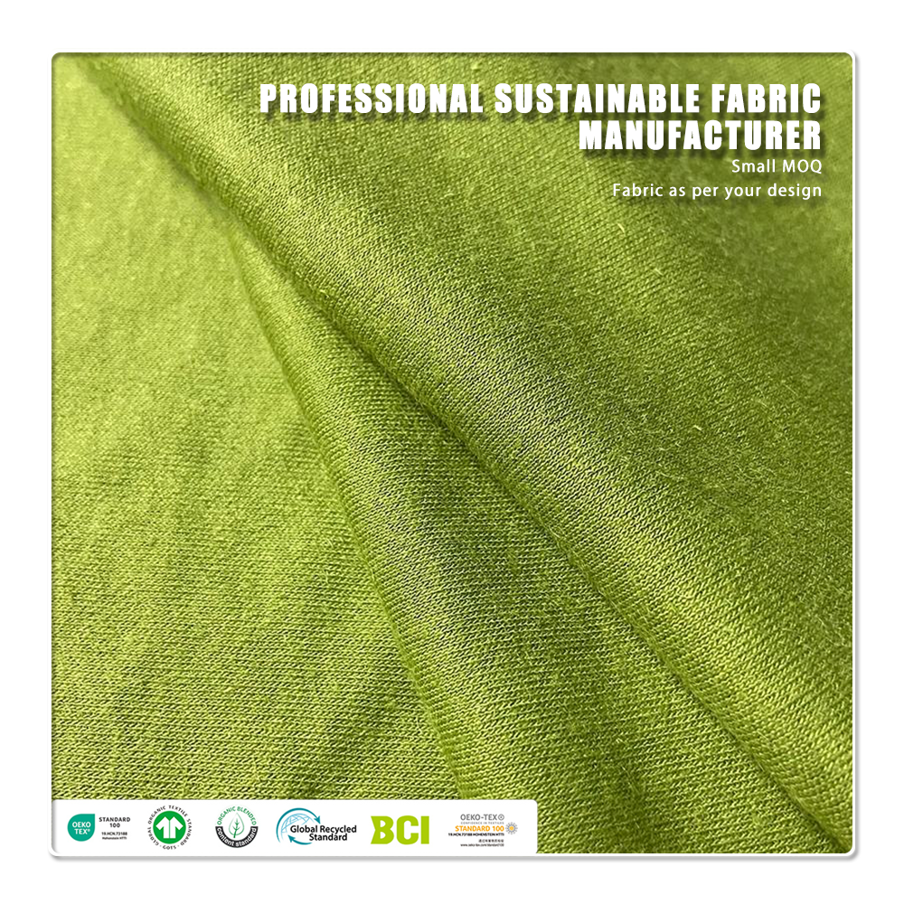 Fabrik Interlock Hemps 100%, Mesra Alam Sekitar, Bernafas, Anti-UV, Untuk Diborong – 240gsm, Berat Sederhana, Dicelup Biasa untuk Pakaian-T-Shirt