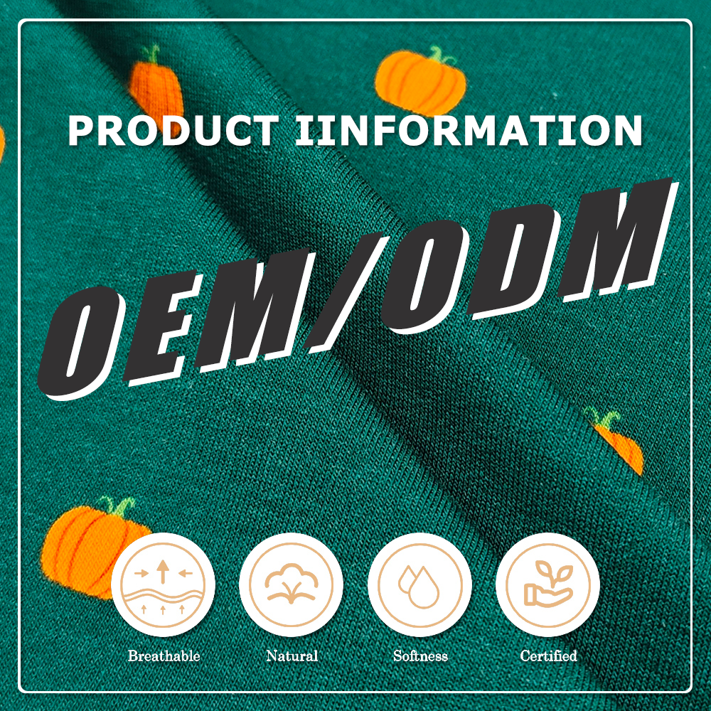 Festive Pumpkin Print Bamboo Cotton Spandex Jersey – 70% Bamboo 25% Cotton 5% Spandex, 260gsm Medium-Weight, 170cm Width, Soft Stretchable Fabric for Autumn Apparel, Loungewear & Holiday Fashion