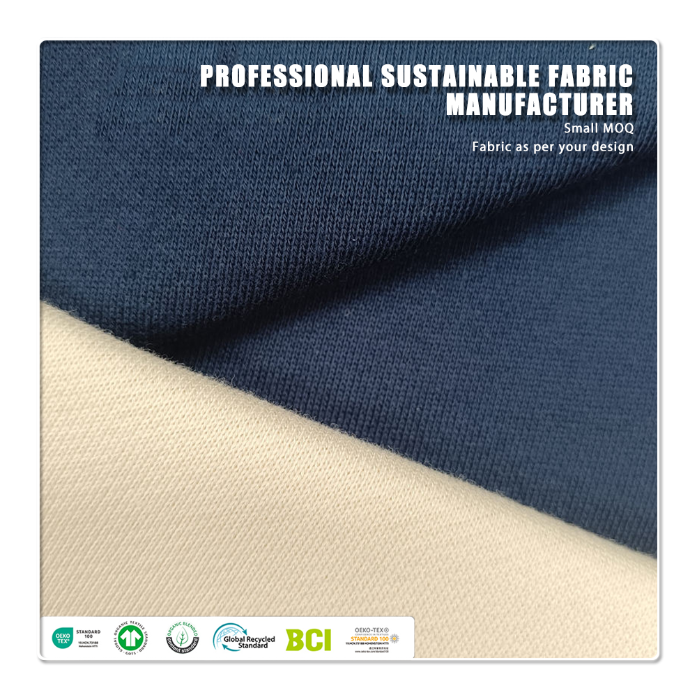 OEM & ODM Großhandel, einfarbig gefärbt, gekämmte 100 % Baumwolle, 400 GSM, französischer Terry-Strick, dehnbarer, umweltfreundlicher Stoff für Sweatshirts im Herbst