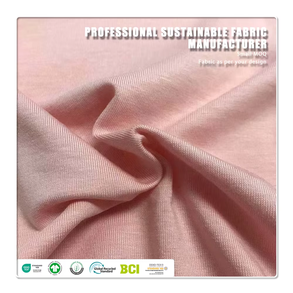 Eko-przyjazna i miękka tkanina dzianinowa z elasthanu, bawełny i modalu 32S 164 g/m² jednobarwna farbowana na wykończenie do bielizny