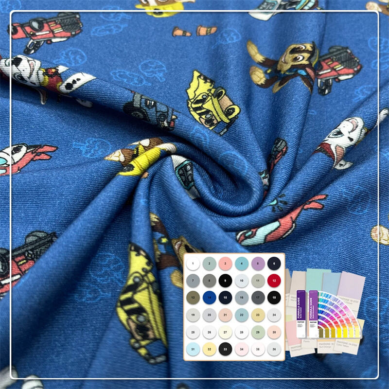 Dog Digital Printing 95%Bamboo 5%Spandex Jersey Fabric Para sa Damit ng mga Bata