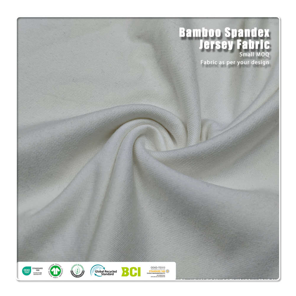 This premium 300gsm fleece fabric blends 66% bamboo, 28% organic cotton, and 6% spandex to deliver an exceptionally soft handfeel and luxurious comfort, making it ideal for high-end warm sweatshirts and sports hoodies.