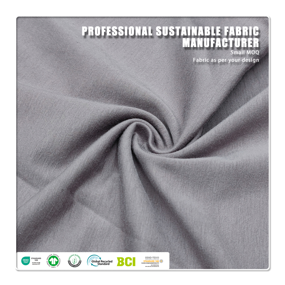 Nachhaltiger, gestrickter Jersey-Stoff aus 95 % Baumwolle und 5 % Spandex, feuchtigkeitsabsorbierend, atmungsaktiv, leicht, 170 g/m², für Sweatshirts