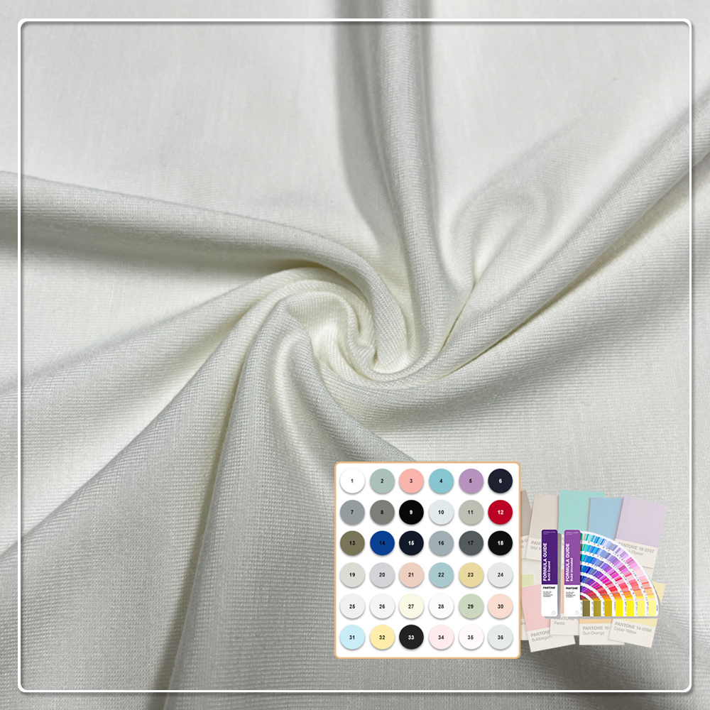 200GSM Organic Bamboo Lyocell Chitosan Solid Color Fabric-Breathable Quick-Dry Eco-Friendly Stretch for Women Baby Apparel