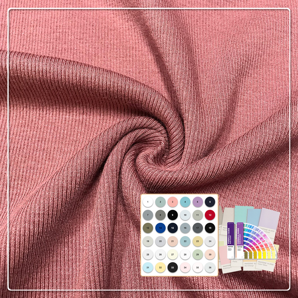 OEKO-TEX Certified 100% Bamboo Organic Cotton Spandex 220 GSM 2x2 Rib Fabric Anti-Bacteria Moisture-Absorbent Stretch Features