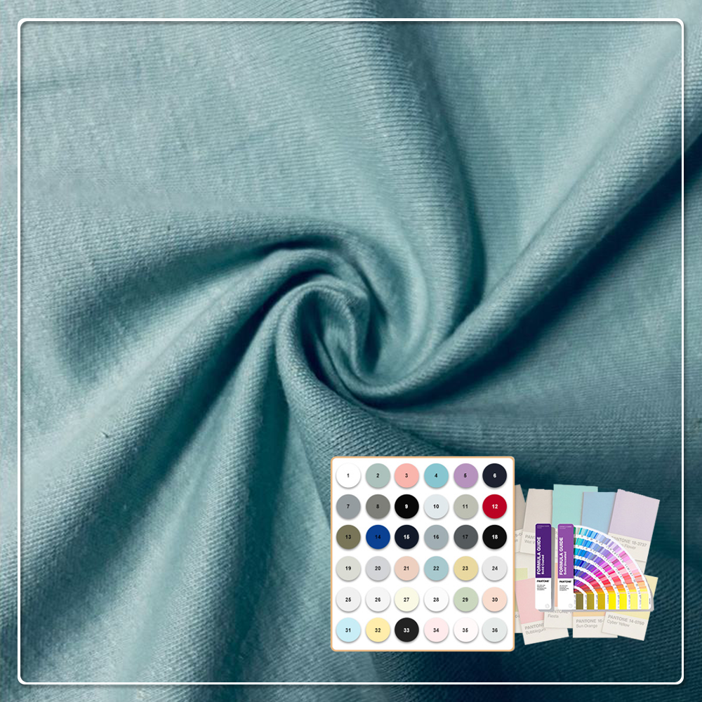 Stoc mare de țesătură interlock durabilă, 70% bumbac organic și 30% cânepă, elastică, respirabilă și cu proprietăți antibacteriene pentru îmbrăcăminte