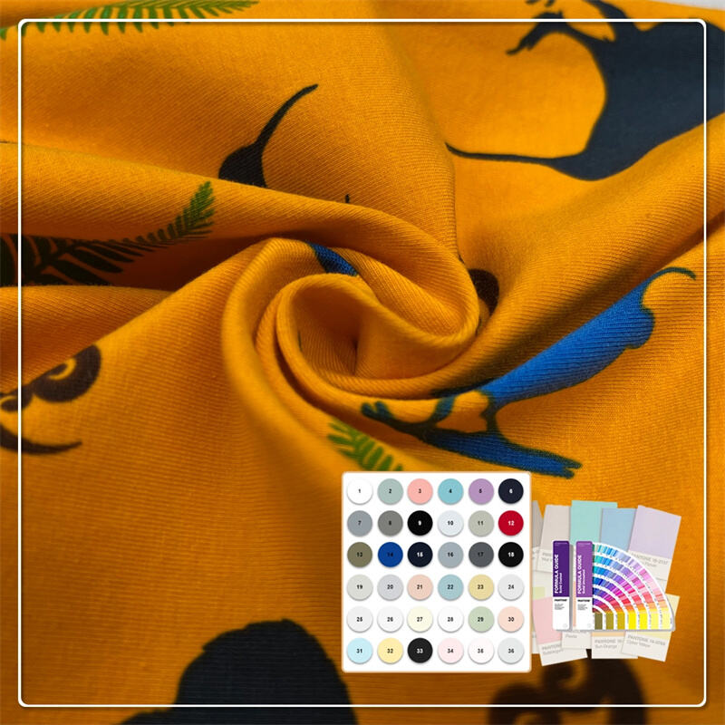 220g/m² 90 % Baumwolle 10 % Spandex bedruckter Jersey mit hoher Farbechtheit eignet sich für Kleider
